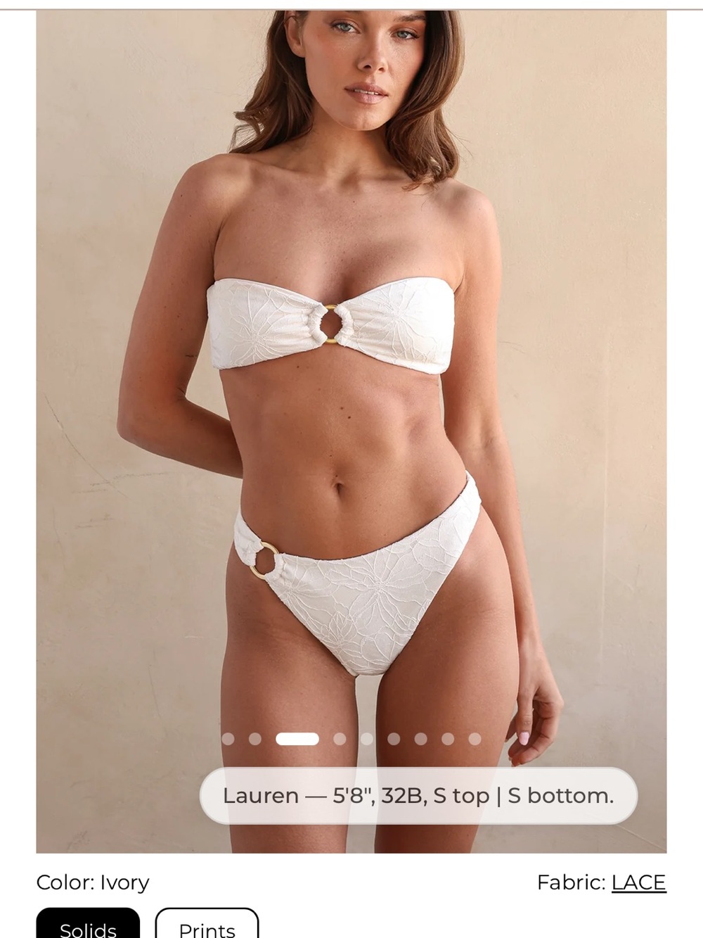 Dippin' Daisy's Ivory Strapless Lace Bikini with Ring Accents